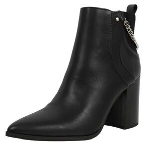 Elegant Black Ankle Boots with Chain Detail